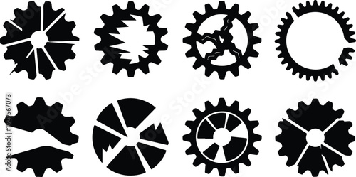 Cogs Collection Silhouette Icon Set Gear Cog Typography Silhouette Icon Pack