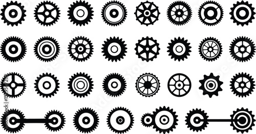 Cogs Collection Silhouette Icon Set Gear Cog Typography Silhouette Icon Pack