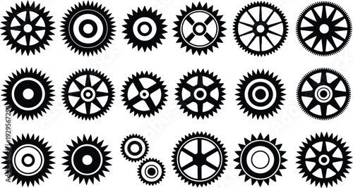 Cogs Collection Silhouette Icon Set Gear Cog Typography Silhouette Icon Pack