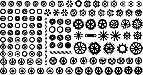 Cogs Collection Silhouette Icon Set Gear Cog Typography Silhouette Icon Pack