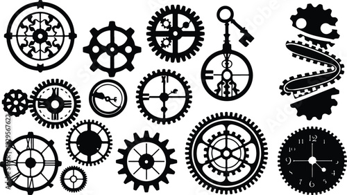 Cogs Collection Silhouette Icon Set Gear Cog Typography Silhouette Icon Pack