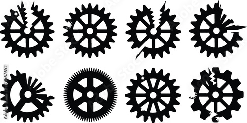Cogs Collection Silhouette Icon Set Gear Cog Typography Silhouette Icon Pack