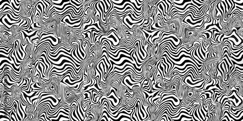 Optical illusion featuring swirling black and white lines creating a wavy pattern