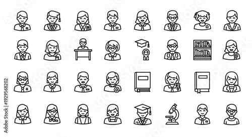 Collection of Diverse Business People Icons.
