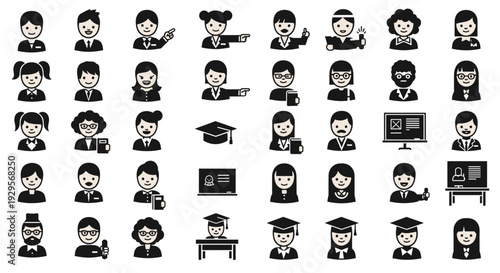 Collection of Diverse Student Characters in Educational Settings.