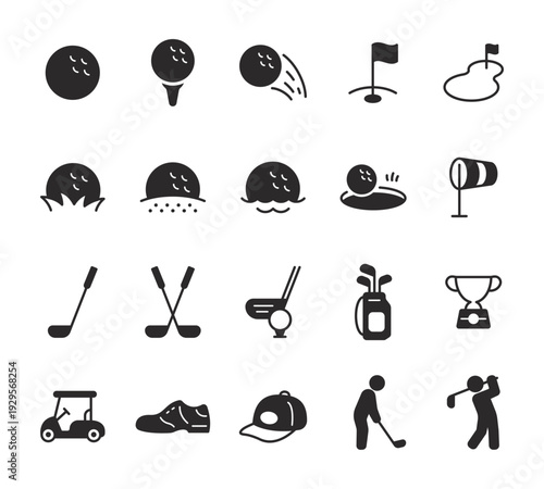 ゴルフのソリッドアイコンセット ベクター素材