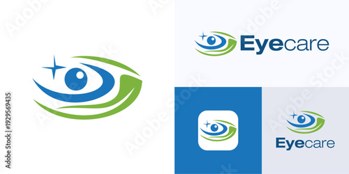 Creative modern eye health care, Logo icon design vector illustration, abstract symbol optic vision for ophthalmologist, clinic, medical and brand identity
