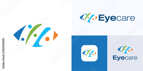 Creative modern eye health care, Logo icon design vector illustration, abstract symbol optic vision for ophthalmologist, clinic, medical and brand identity