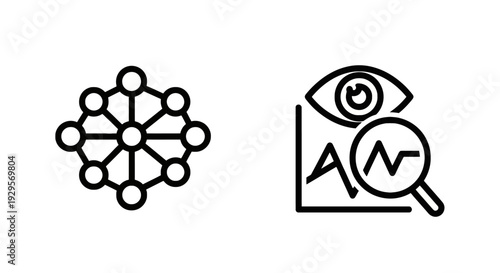 Decentralized Network Analysis and Data Insight Icons for Blockchain Intelligence, Market Research, and Strategic Business Vision