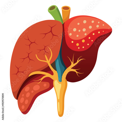 Illustration of the human internal liver on white background