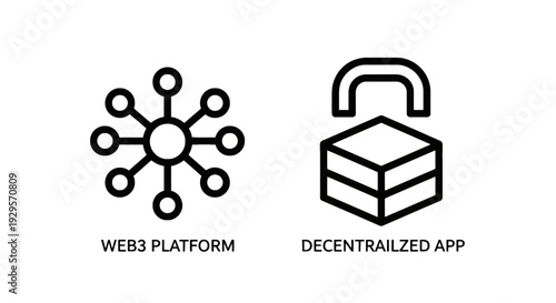 Web3 Platform and Decentralized App Icons - Blockchain Technology Concept