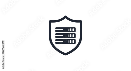 Simple black shield icon with document inside on white background.