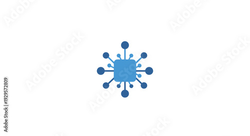 Blue abstract virus or bacteria icon on white background.