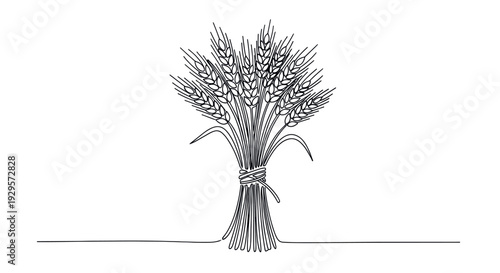 Simple black outline drawing of a wheat sheaf tied with twine, suitable for logo or illustration use against a clean white background.