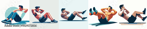 Vector of man sit up