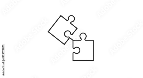 Simple black and white illustration of two puzzle pieces fitting together.