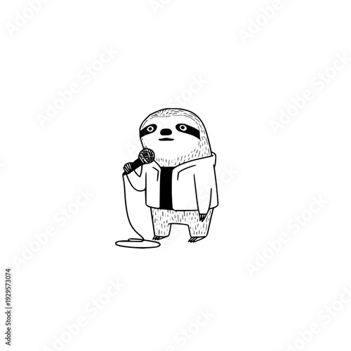 Sloth Singing into Microphone on Stage