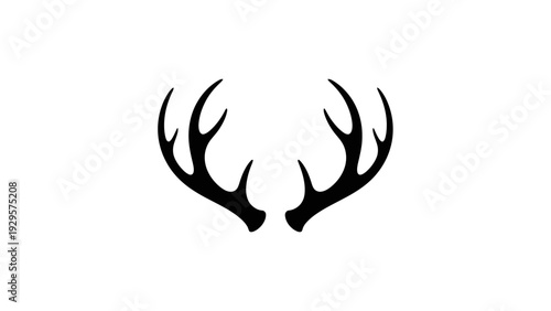 Black deer antlers outline icon, isolated white background.