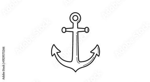 Outline Nautical Ship Anchor Icon isolated white background