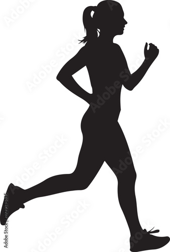 Woman running silhouette athletic fitness motion outdoor exercise