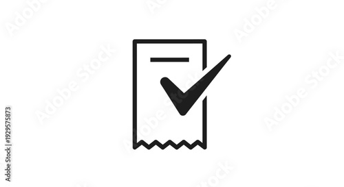 Simple black icon of a receipt with a checkmark indicating approval or confirmation.