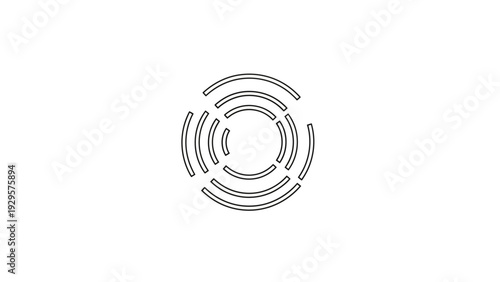Abstract Concentric Circles Technology Icon on Isolated White Background