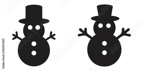 snowman silhouette vector, winter snowman black silhouette, snowman illustration 
