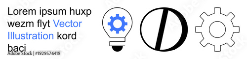 Innovation, creativity, technology, engineering, problem-solving, industry. A gear inside a lightbulb and abstract mechanical designs. Innovation and creativity concept for technological solutions