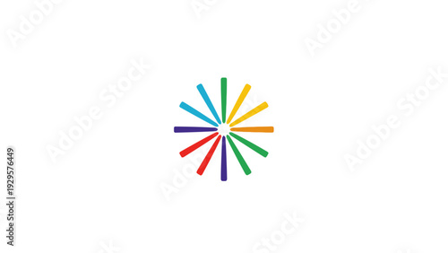 Colorful abstract pinwheel spectrum icon, bright creative logo element, isolated white background.