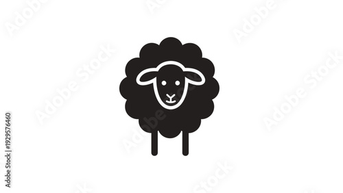 Cute black sheep animal icon, farm and wool concept, isolated white background.