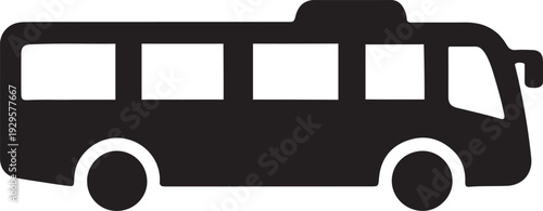 Public Transportation Bus Icon City Transit Coach Silhouette Travel Illustration