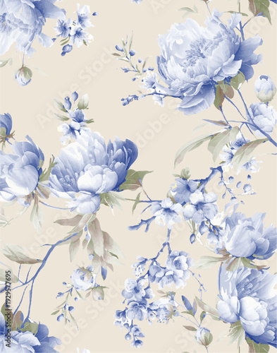 Big flowers pattern, upscale floral pattern. graphical textures floral, trendy colors pattern , flowers background with leaves. vector illustration.