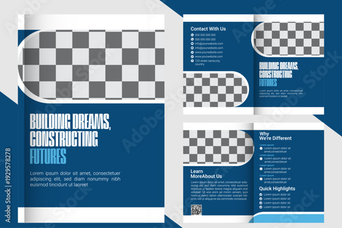 Modern Construction and Engineering Business Bi-fold Brochure Template