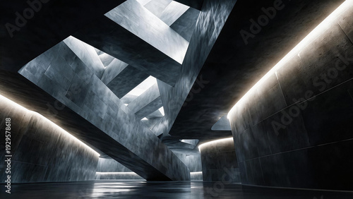 Modern abstract architecture with dramatic light and shadow play