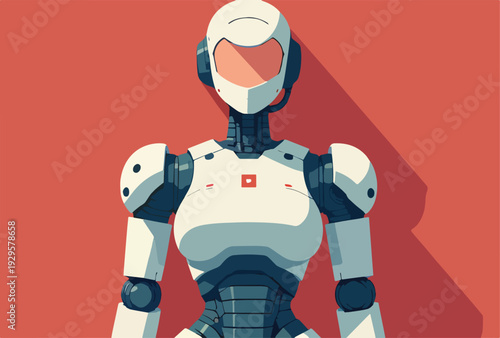 robot umanoide uomo donna  in piedi mezza figura o figura intera  vettoriale 