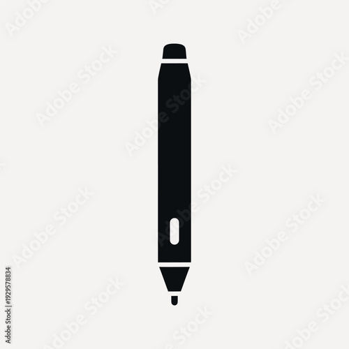 Black digital stylus pen with white oval cutout on a light grey background digital pen black pen