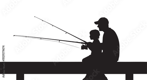 Fishing Silhouette Icon Set: Family Bonding & Leisure