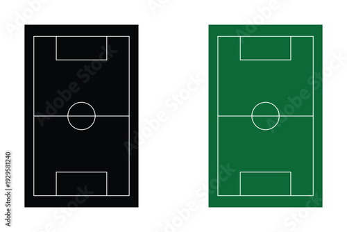 Football Field Icon Set – Linear, Vector, and Line Style Illustration