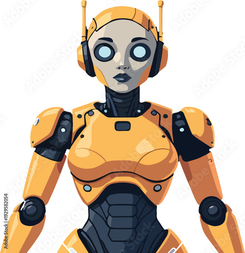 robot umanoide uomo donna  in piedi mezza figura o figura intera  vettoriale 