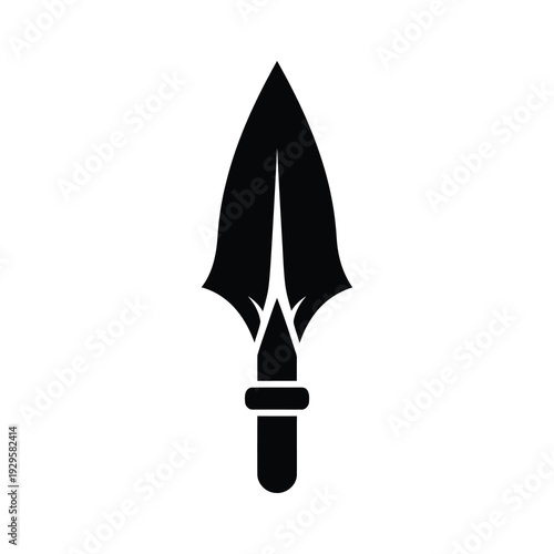 Black silhouette of a spearhead with a handle on white background icon