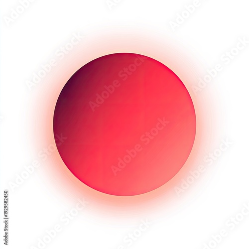 A vibrant, circular gradient morphing from dark red to light pink, surrounded by a soft glow