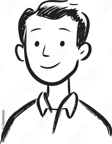 Wallpaper Mural Hand Drawn Adult Man Black and White Avatar Illustration in Minimal Line Art Style Design Torontodigital.ca