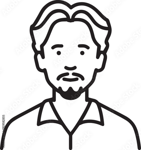 Wallpaper Mural Hand Drawn Adult Man Black and White Avatar Illustration in Minimal Line Art Style Design Torontodigital.ca