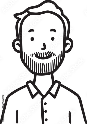 Wallpaper Mural Hand Drawn Adult Man Black and White Avatar Illustration in Minimal Line Art Style Design Torontodigital.ca