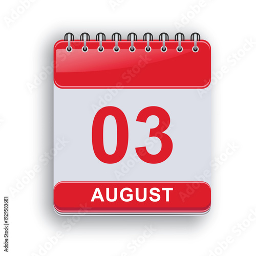 August 03Daily Calendar Template Modern Simple Style