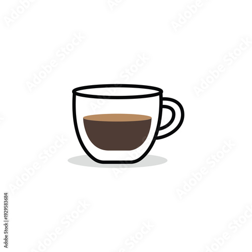 Espresso Cup: A minimalist image of an espresso cup, the rich dark brown liquid contrasting elegantly against the transparent glass, ready to be savored.