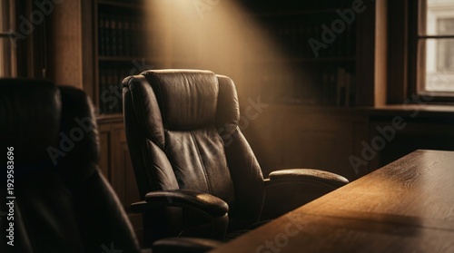 An office scene bathed in a...