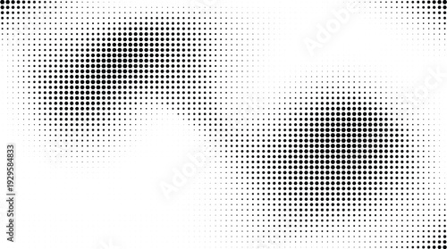 Dynamic abstract black and white halftone dot pattern, forming a smooth gradient texture, perfect for modern design elements as a versatile Transparent Background PNG