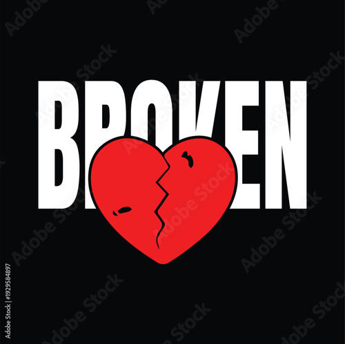 Art & Illustration Stylized Broken Heart Logo Design Symbolizing Heartbreak and Emotional Distress