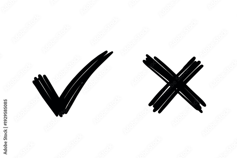 Fototapeta premium Set check mark and cross. Vector illustartion 